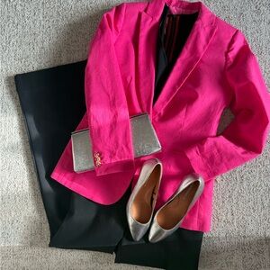J.Crew Pink Blazer Sz 4 Linen Tailored Statement Career Jacket